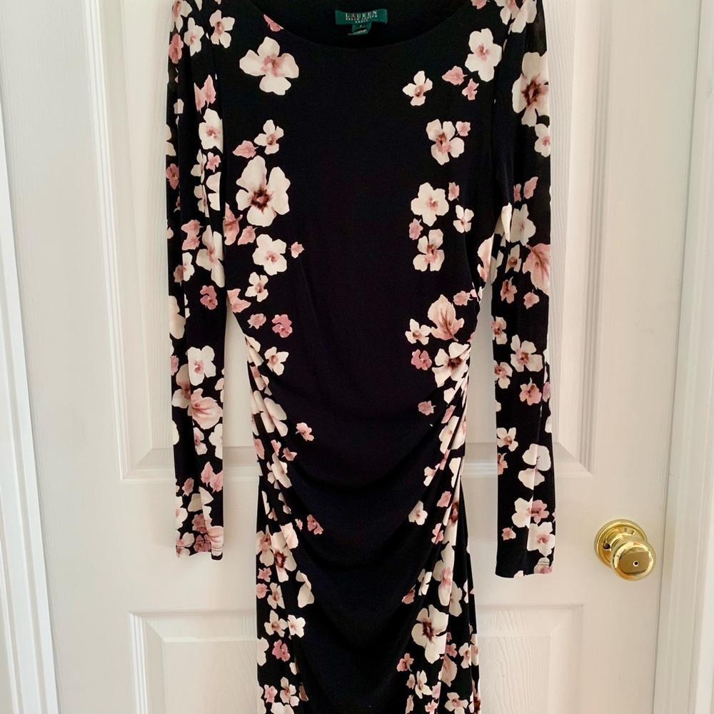 Ralph Lauren Pink and Orange Long Sleeve Sheath Dress